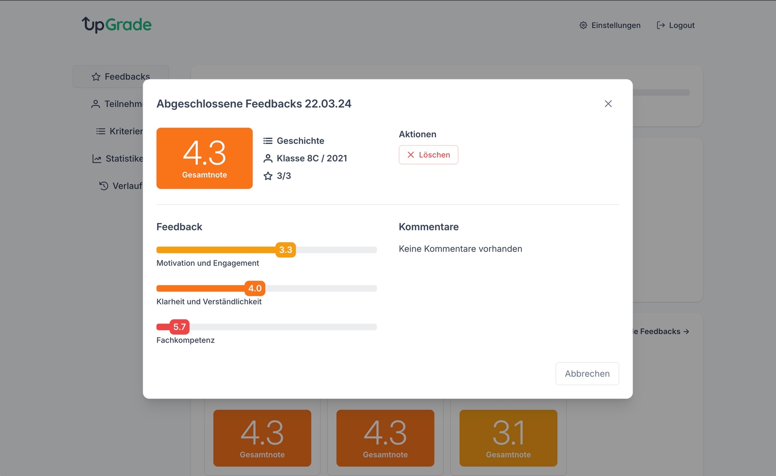 Real-Time Feedback evaluation